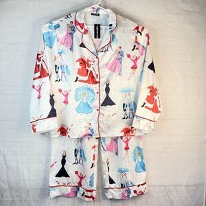 SheShow White Christmas Satin Pajama Set Women Size 3XL Long Sleeve Wide Leg NEW